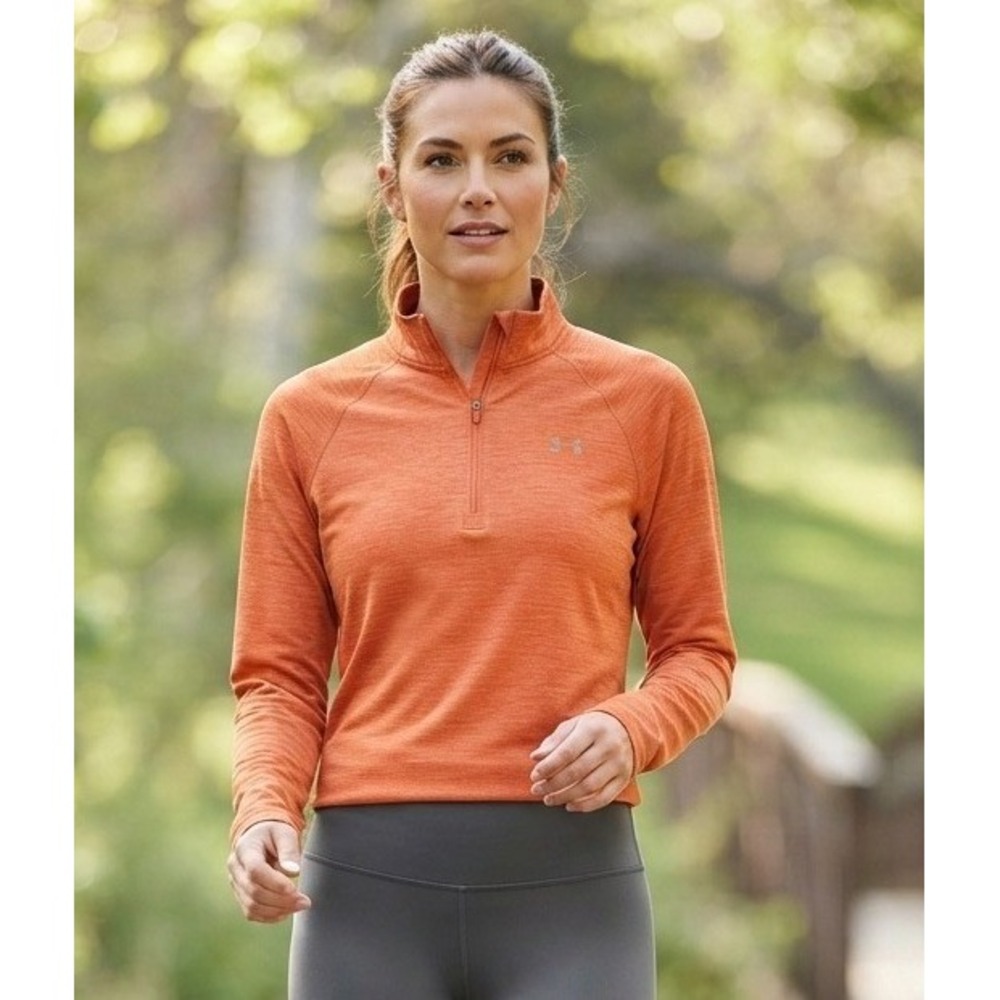 Charles River Apparel Pullover Quarter Zip Women's M Orange Space Dye Activewear
